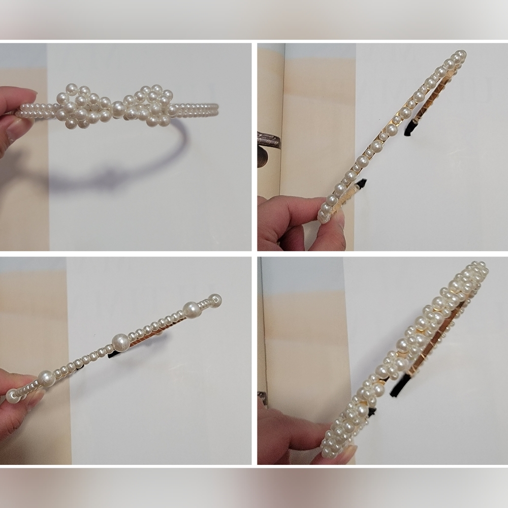 4pcs. Pearl Beaded Metal Headbands